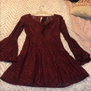 A lace burgundy dress